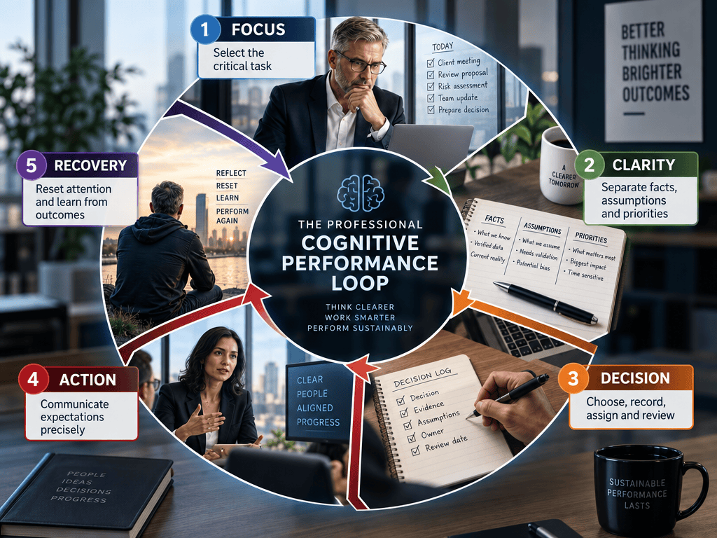 an infographic showing the cognitive performance loop explained in an echelon acdemy UK article.